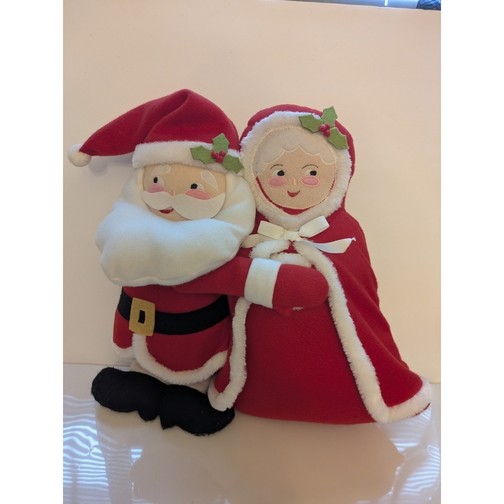 Plush Santa Hugging Mrs Claus 14" tall X 16" Wide Hook Loop Fastener Christmas - Picture 3 of 7